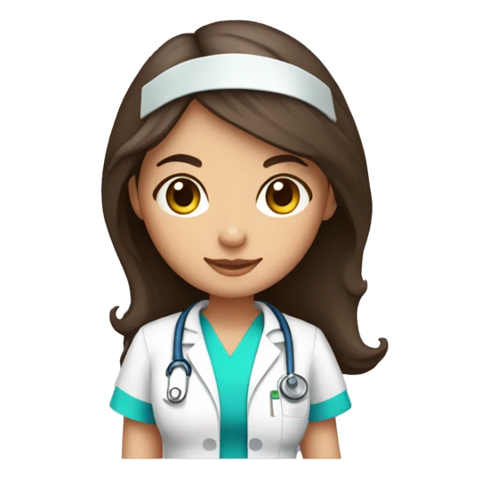 cute brunette nurse with scrubs without coat sticker