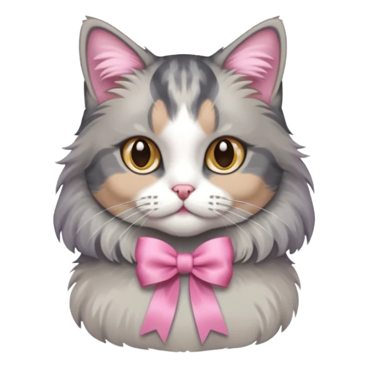 Dilute grey calico cat with pink ribbon sticker