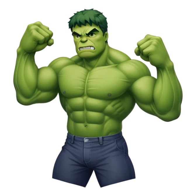 the Hulk flexing muscles comic style emoji sticker