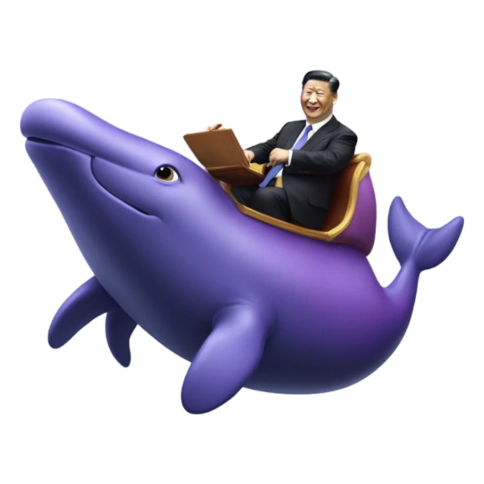 xi jinping riding purple whale sticker