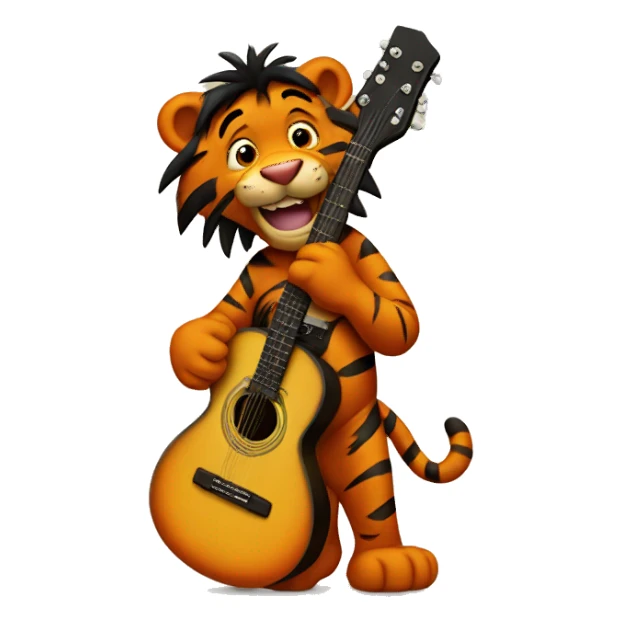 Tigger with a mullet and playing guitar sticker