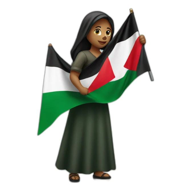 Women holding Palestinian flag sticker