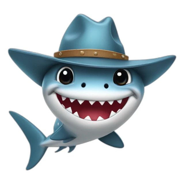 cute cartoon shark with a cowboy hat sticker