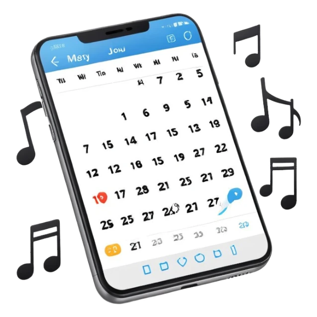 smartphone app with music notes and calendar sticker