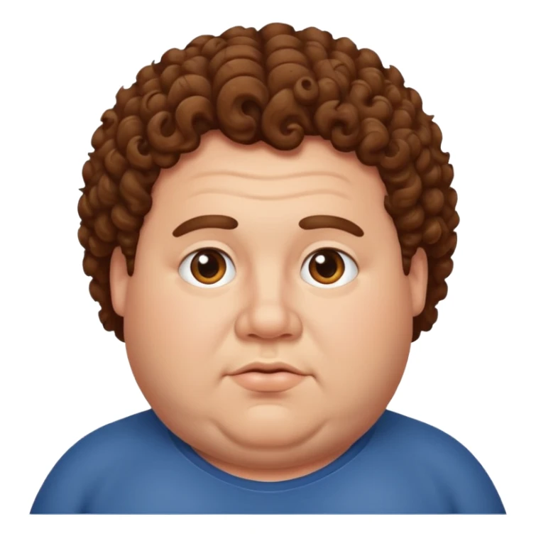 Fat man with brown curly hair  sticker