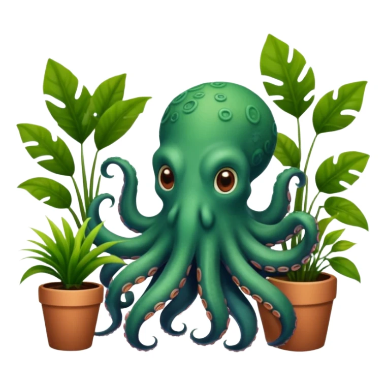 Octopus with house plants sticker