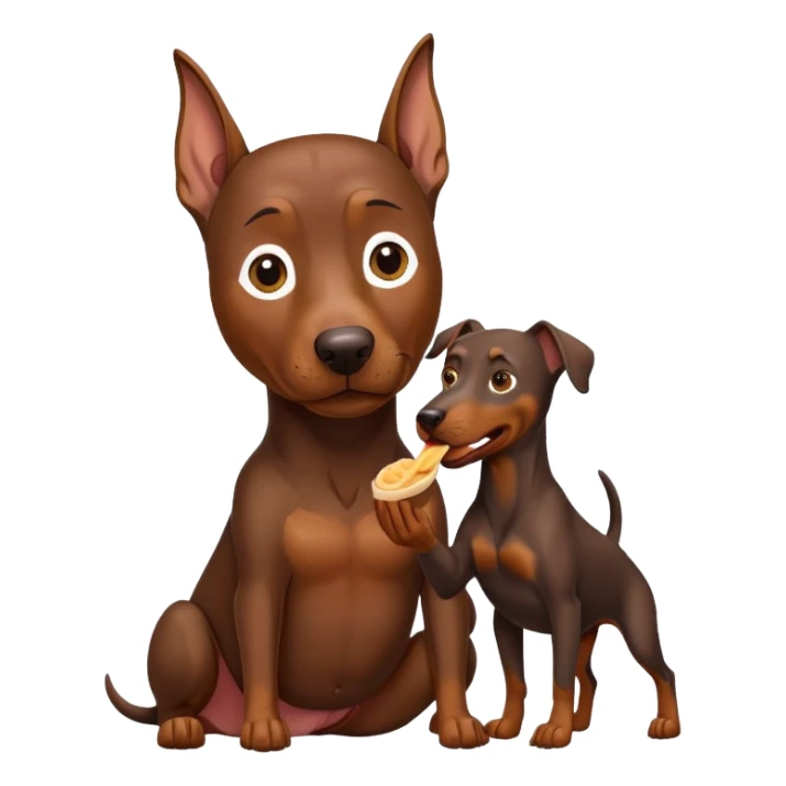 Brown doberman eating bald man sticker