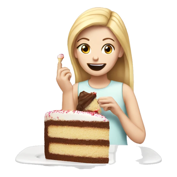 White girl eating cake sticker