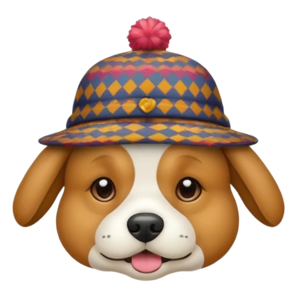dog animal wearing patterned hat  sticker