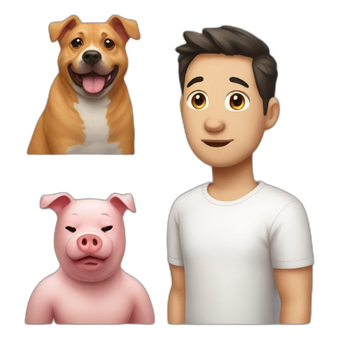 cat man dog big pig sticker