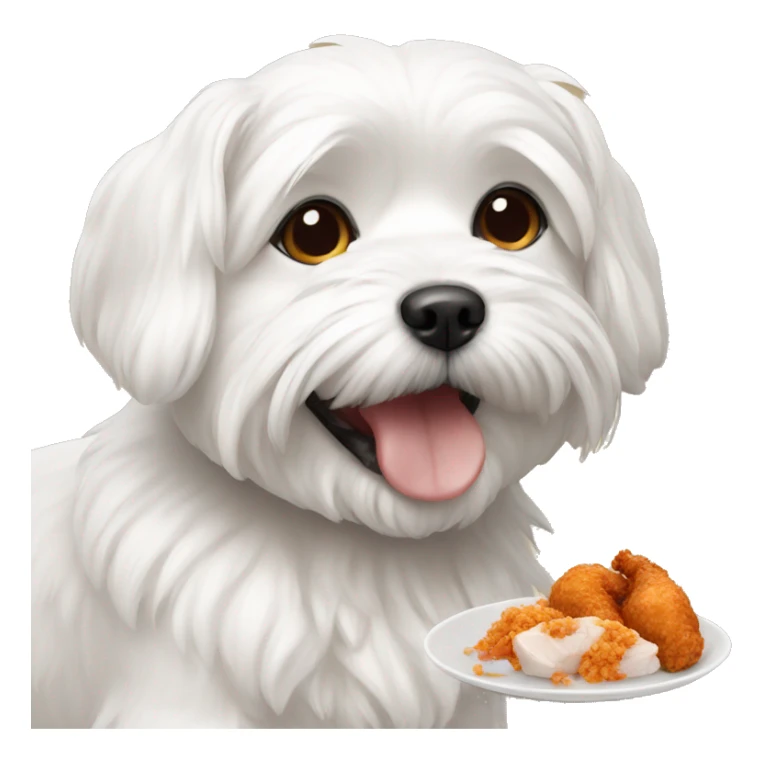 Maltese dog eating chicken sticker