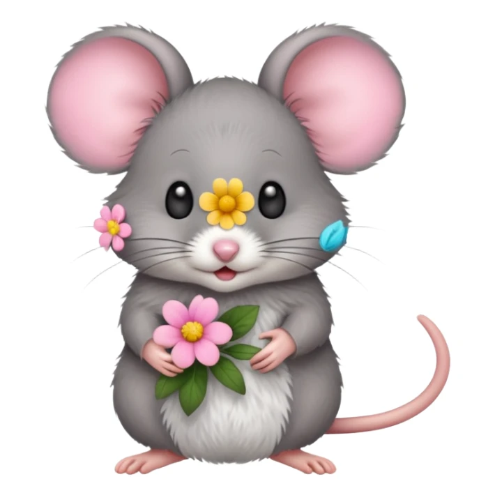 une petite souris avec une fleur sticker