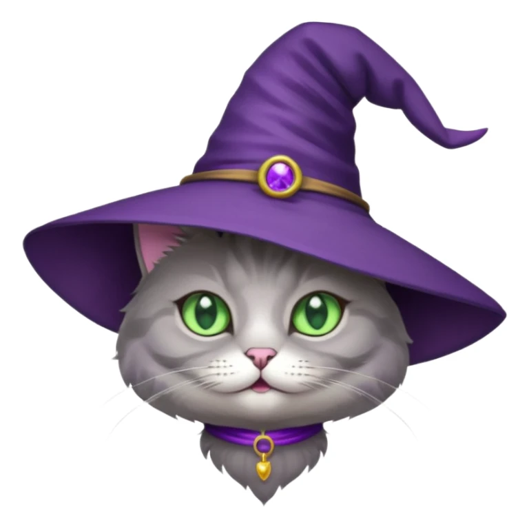 half cat wear purple wicth hat sticker