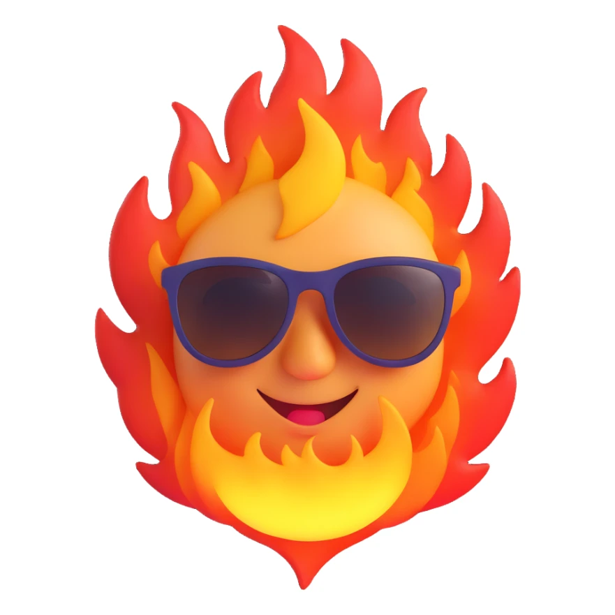 fire face wearing sunglasses with a smirk sticker