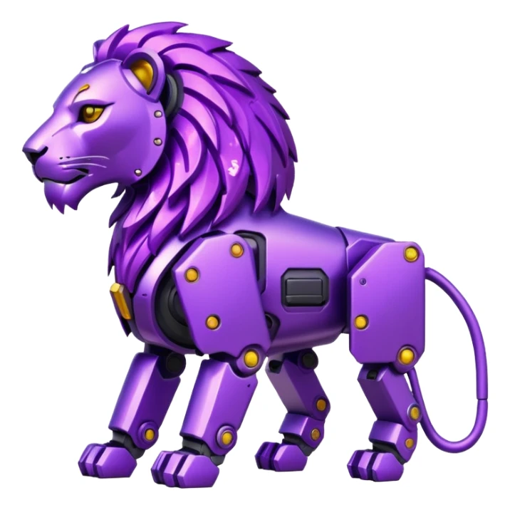 glitter mech lion purple cyberpunk sticker