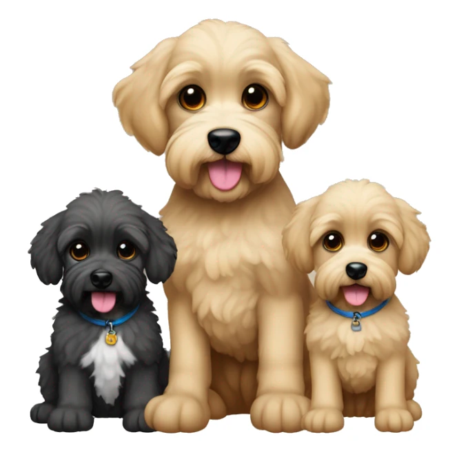 Perro caniche con 2 bebés caniches  sticker
