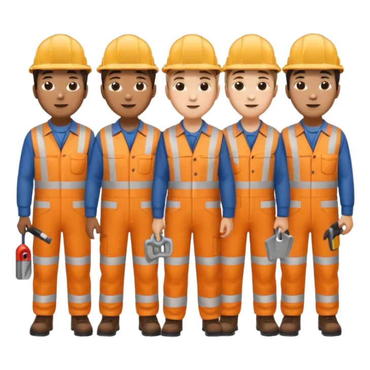 group of multiracial railway engineer standing full body sticker