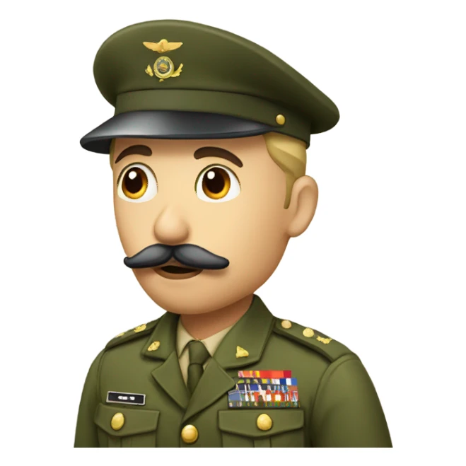 Man in army uniform and mustache shushing  sticker