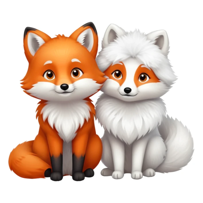 And couple, orange fox cuddling and arctic fox sticker