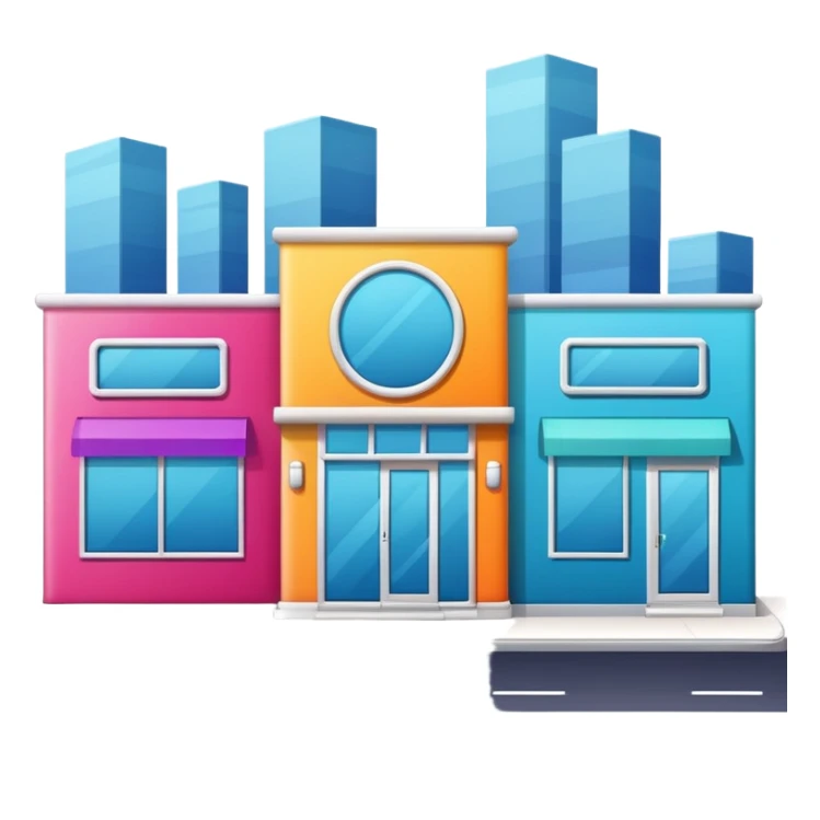 three separate beauty salon buildings connected with lines sticker