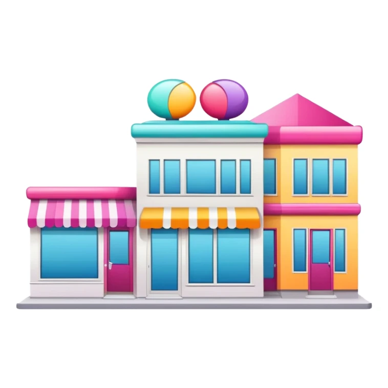 three separate beauty salon buildings connected with lines sticker