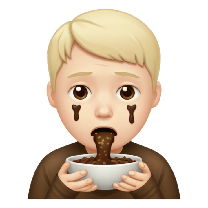 Depressed nerd eating poo sticker