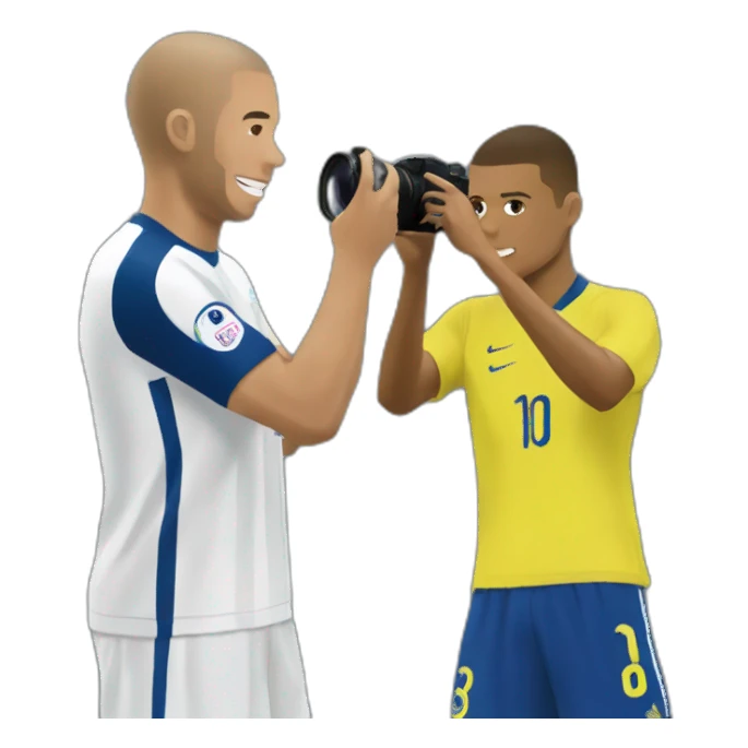 zidane taking a picture of mbappe sticker