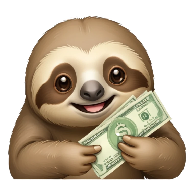 Money and sloth happy sticker
