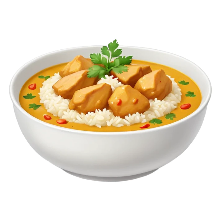 chicken curry in a bowl with rice sticker