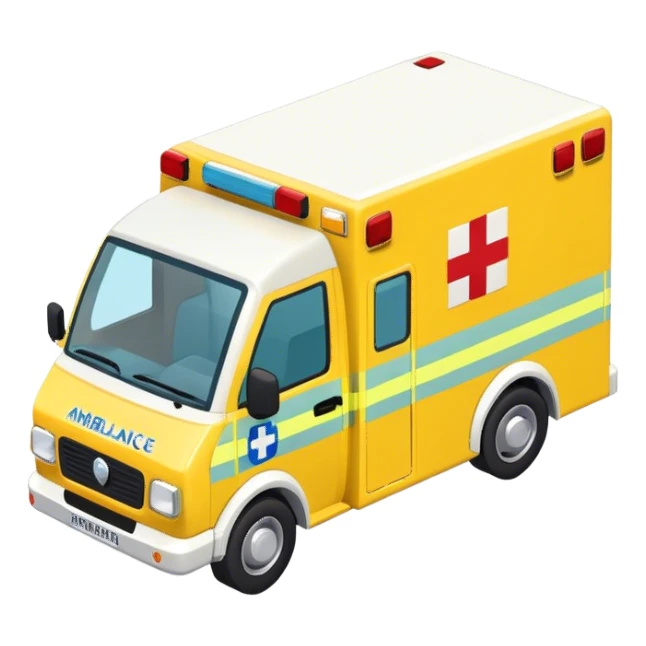 isometric British yellow ambulance  sticker