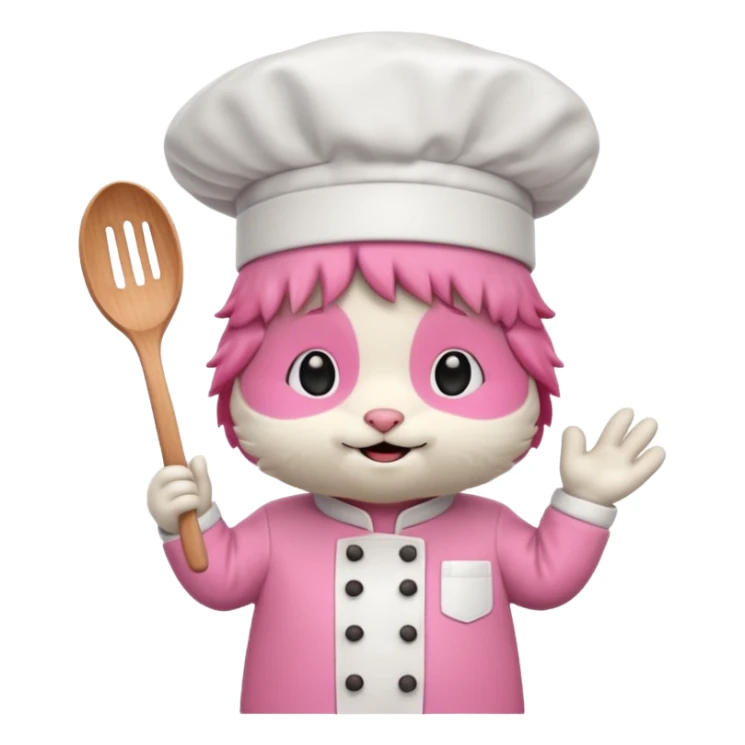 animal with pink chef costume sticker