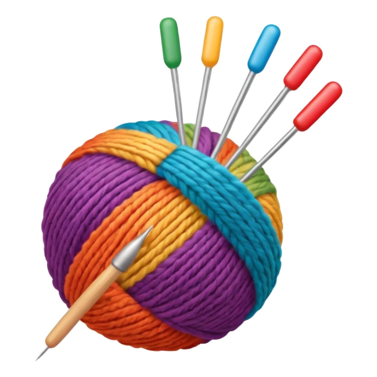 ball of wool with 2 knitting needles sticker