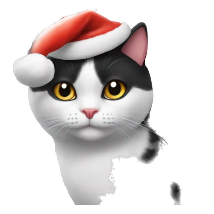 A black and white cat in santas hat sticker