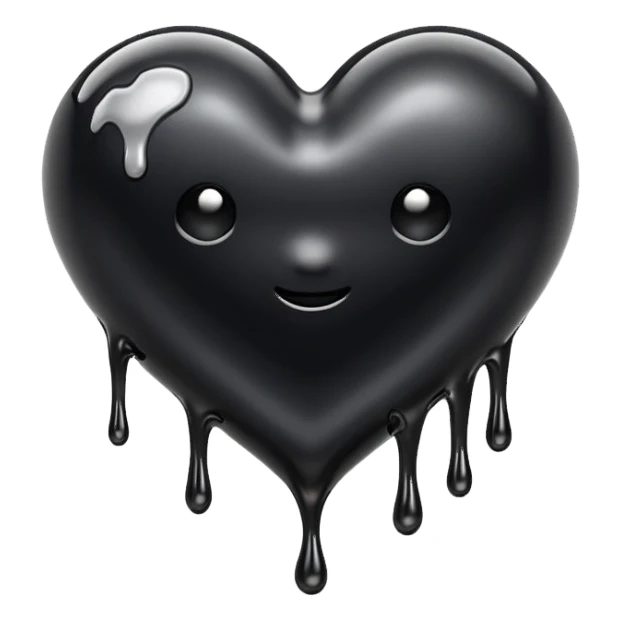 black oil heart melts sticker