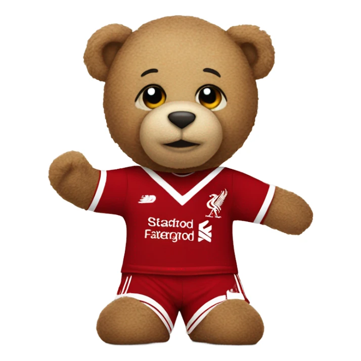 teddy bear with a liverpool kit on  sticker