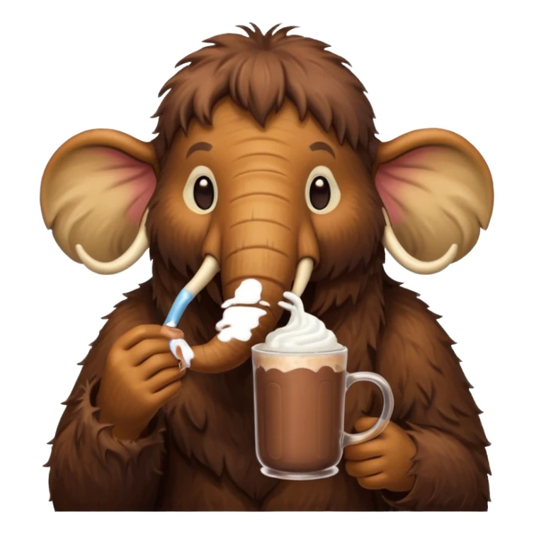 A mammoth who drinks a hot chocolate sticker
