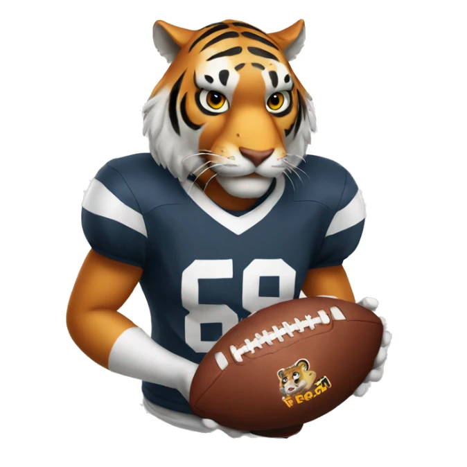 Tiger holding a football sticker
