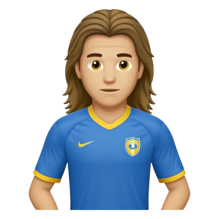 long haired soccer player blue yellow jersey sticker