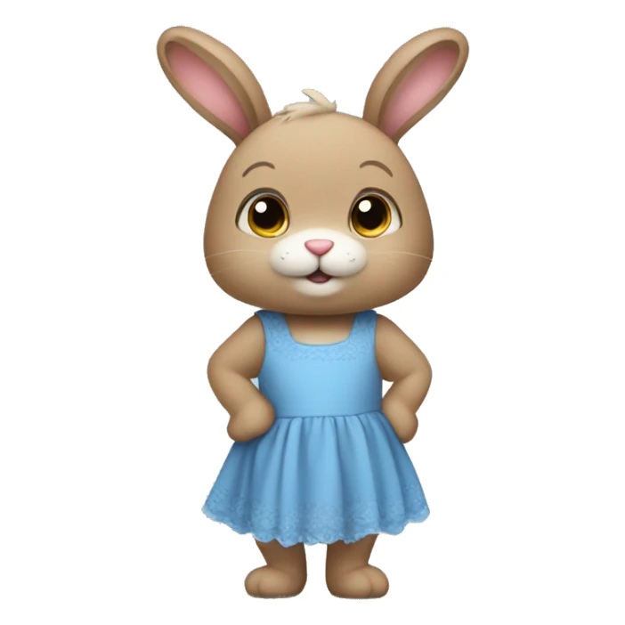  bunny as teddy with blue dress  sticker