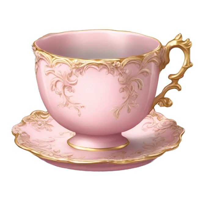  Vintage ornate rococo pale pink tea cup sticker