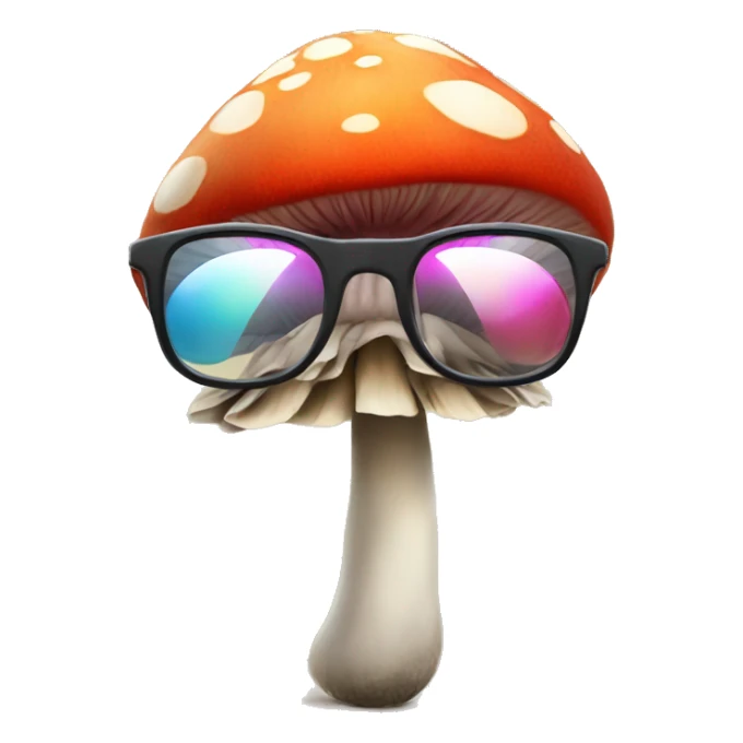 A colorful mushroom with glasses. sticker