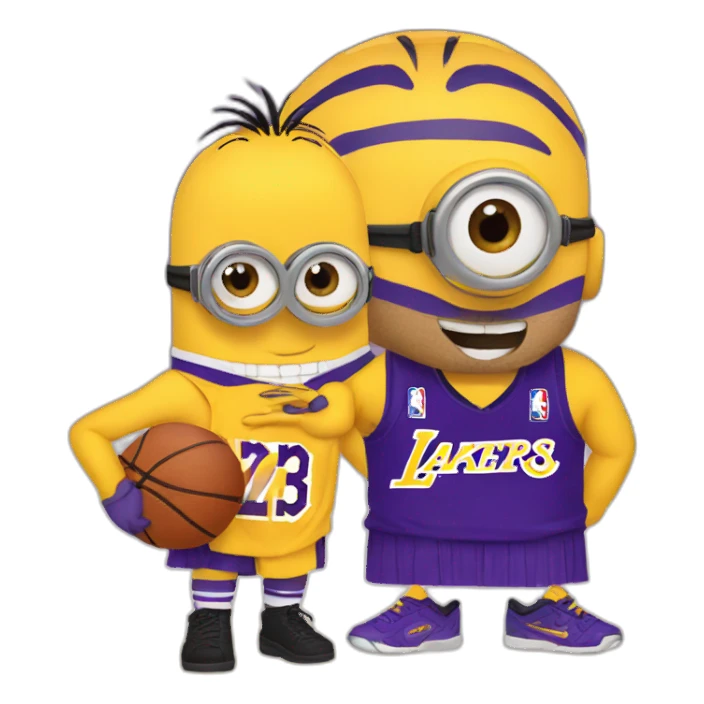 minion wearing lakers jerssey sticker