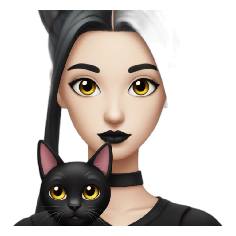 Mall goth girl with black cat sticker