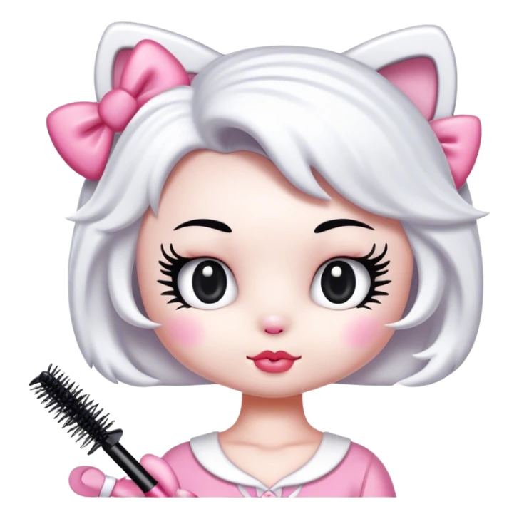  hello Kitty with an eyelash mascara spoolie sticker