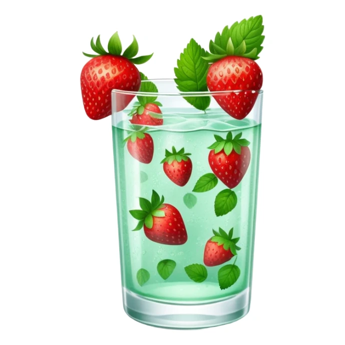 refreshing strawberry mint water in a clear glass sticker