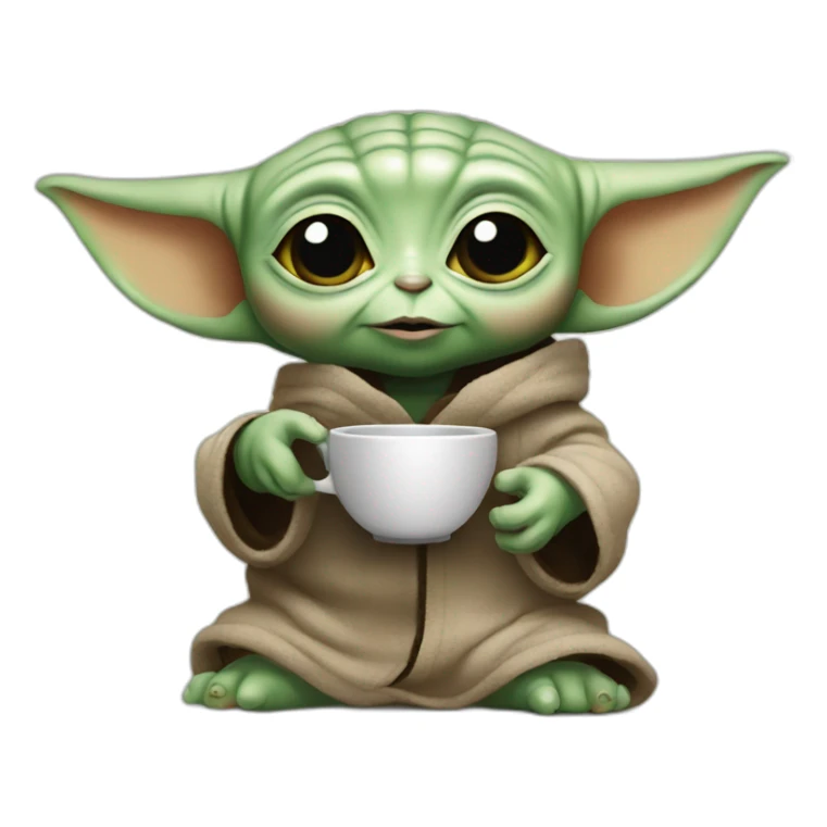 Baby yoda holding cup sticker