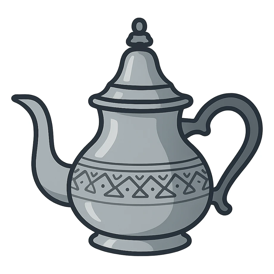 flat toon style Moroccan metal teapot sticker