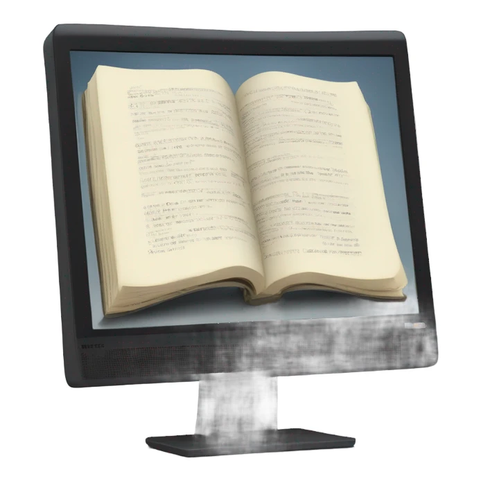 computer with book inside of the display sticker