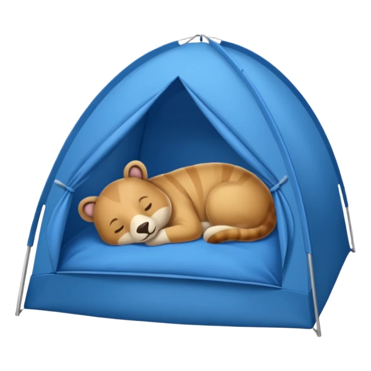 Blue tent with a Slow animal sticker