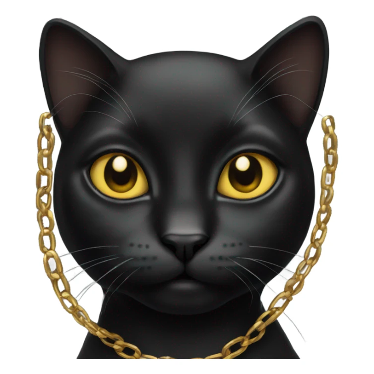 Black cat wearing gold chain sticker
